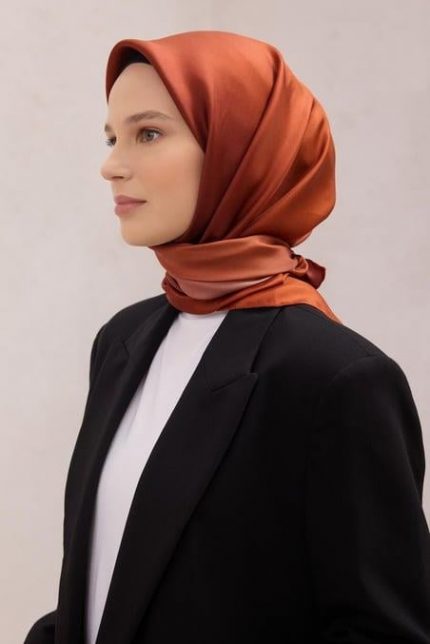 Belli Tivil Saf İpek Eşarp 4224 - 81 Turuncu Degrade Desen