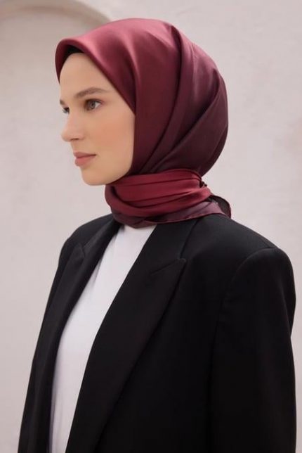 Belli Tivil Saf İpek Eşarp 4224 - 83 Vişne Çürüğü Degrade Desen