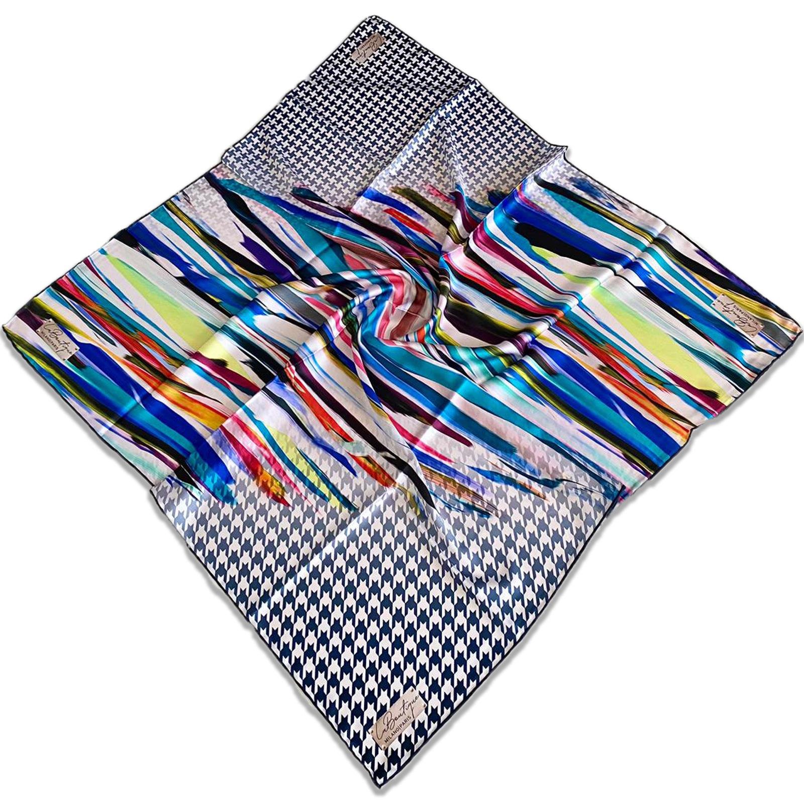 defolu-polyester-la-boutique-lacivert-d03-ba Az Hatalı Polyester La Boutique Lacivert Karma Desen Eşarp 1870 - 01 34626 - Görsel 1