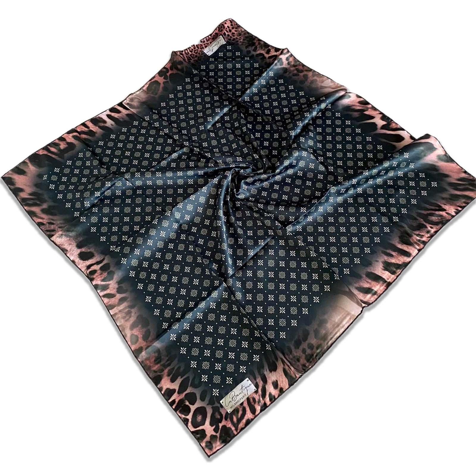 defolu-polyester-la-boutique-siyah-kar-1802c0 Az Hatalı Polyester La Boutique Siyah Karma Desen Eşarp 32637 - Görsel 1