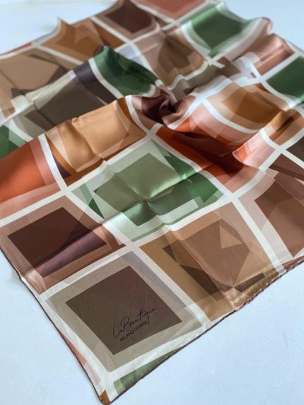 La Boutique Az Hatalı Sura Saf İpek Eşarp 50958 Kahverengi Karışık Desen