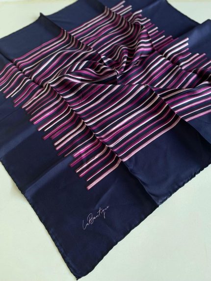 La Boutique Az Hatalı Tivil Saf İpek Eşarp 51009 Mor Karışık Desen