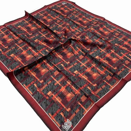 Levidor Bordo Desenli Tivil İpek Eşarp 21146