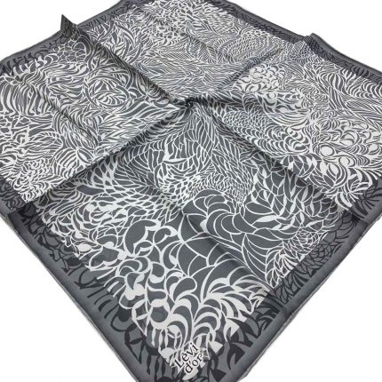 Levidor Gri Desenli Tivil İpek Eşarp 21117