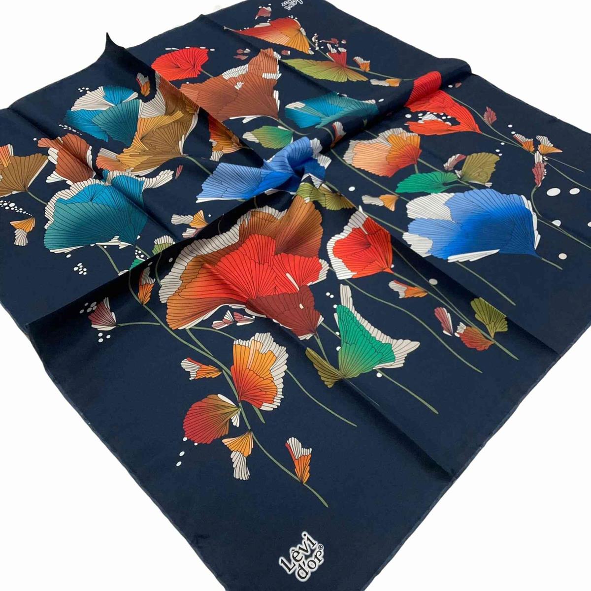 levidor-lacivert-desenli-tivil-ipek-es-bca205 Levidor Lacivert Desenli Tivil İpek Eşarp 21090 - Görsel 1