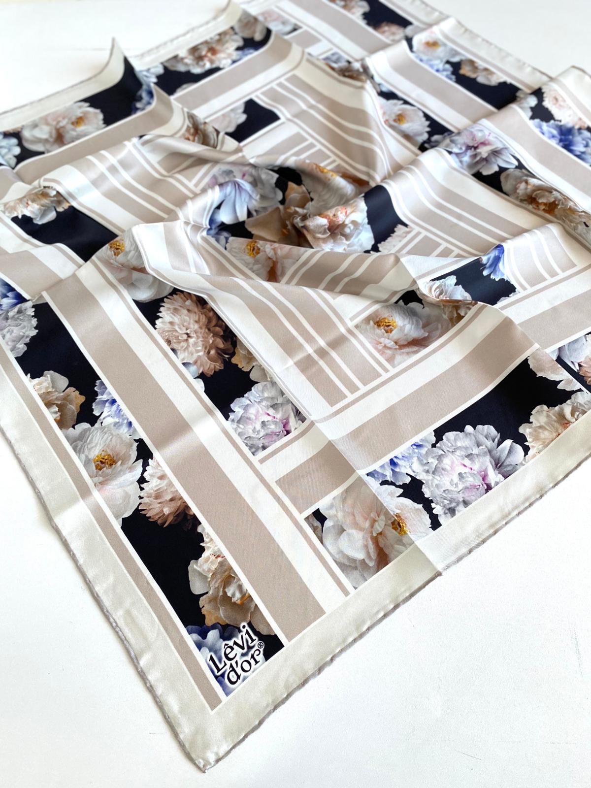 levidor-tivil-ipek-esarp-46902-vizon-k-5a1-b3 Levidor Tivil İpek Eşarp 46902 Vizon Karışık Desen - Görsel 1