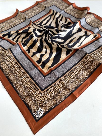 Levidor Tivil İpek Eşarp 46942 Kahverengi Karışık Desen