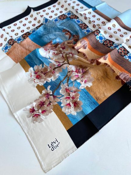 Levidor Tivil İpek Eşarp 46973 Beyaz Karışık Desen