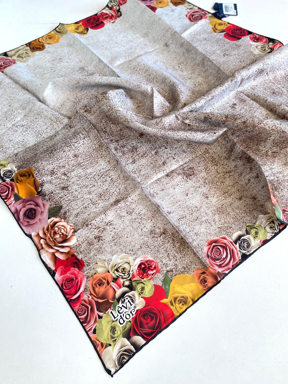 levidor-tivil-saf-ipek-esarp-48965-viz-1e827- Levidor Tivil Saf İpek Eşarp 48965 Vizon Karışık Desen - Görsel 1