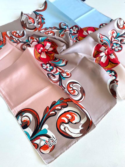 Levidor Tivil Saf İpek Eşarp 49383 Pembe Karışık Desen