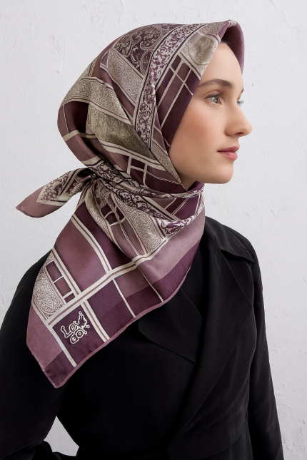 Levidor Tivil Saf İpek Eşarp 50244 Pembe Karışık Desen
