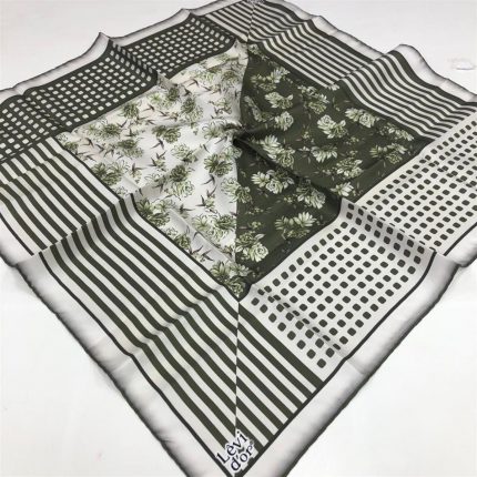 Levidor Yeşil Desenli Tivil İpek Eşarp 20398