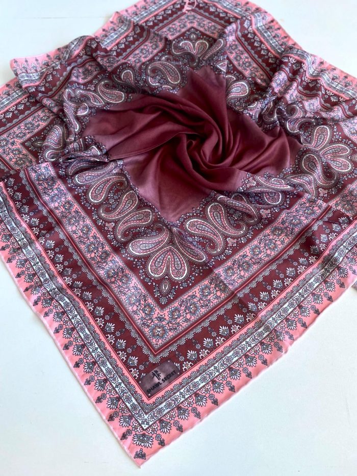 Shawl Secret Dört Mevsim Etnik Desen Eşarp Bordo - 49573 - Görsel 1