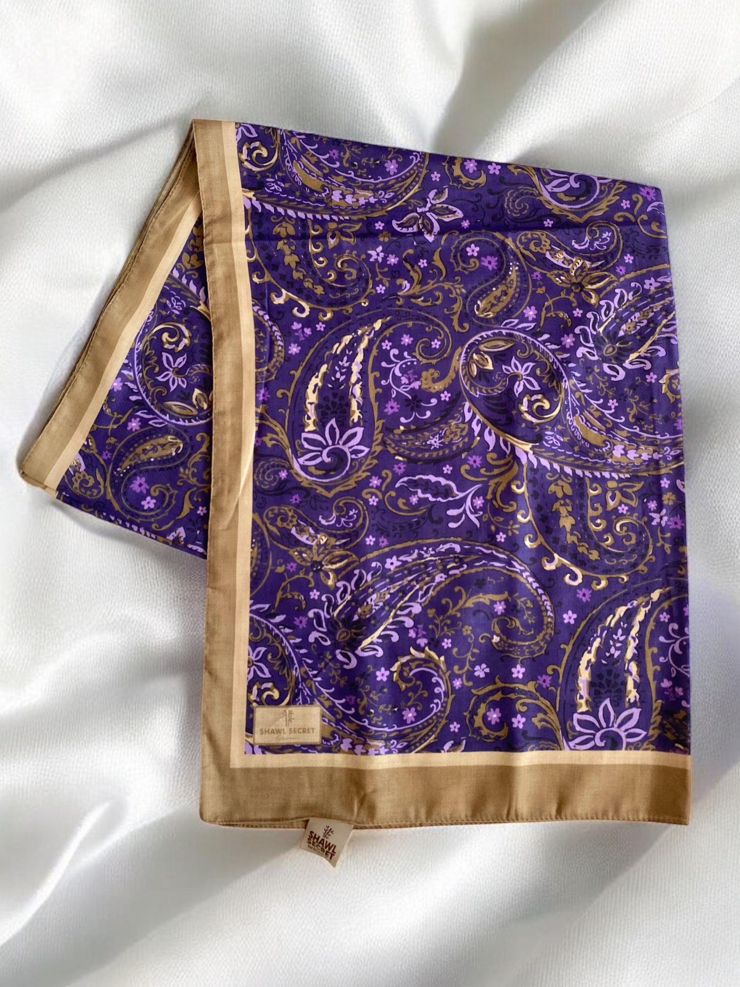 shawl-secret-glamour-pamuklu-etnik-sof-4640- Shawl Secret Glamour Pamuklu Etnik Soft Şal 49517 Mor - Görsel 1