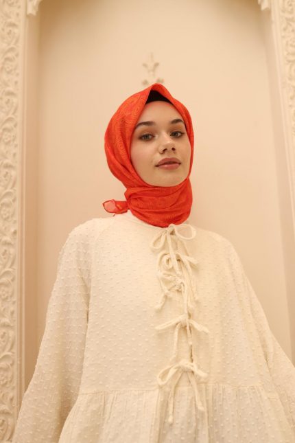 Silk Home Soft Eşarp 48803 Turuncu Karışık Desen