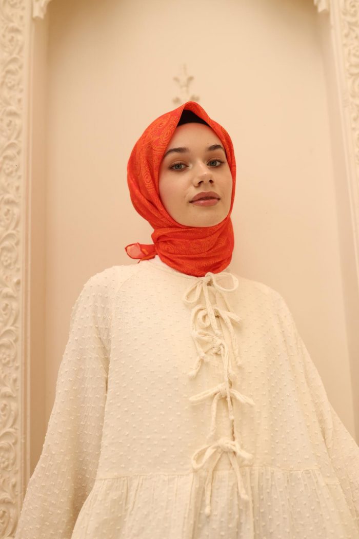 Silk Home Soft Eşarp 48803 Turuncu Karışık Desen  - Görsel 1