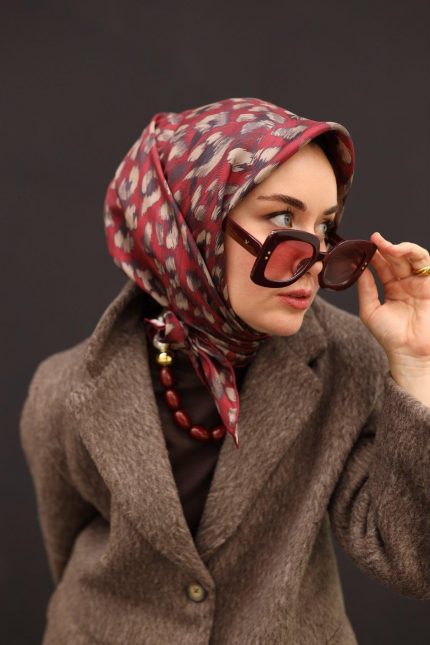 Silk Home Tivil İpek Eşarp IST11451-28 Kırmızı Leopar Desen