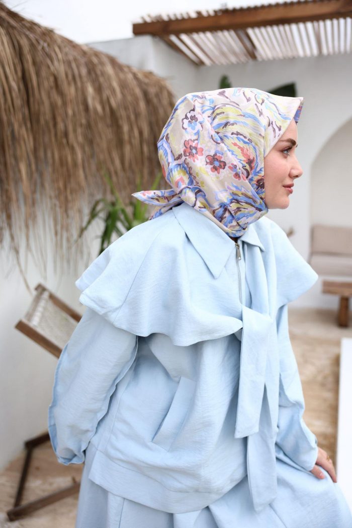 Silk Home Tivil İpek Eşarp 11469-28 Krem Karışık Desen - Görsel 1