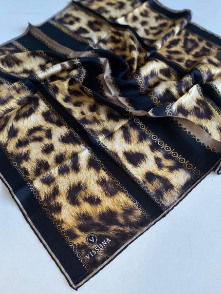 Vissona Tivil İpek Eşarp 17065 - 2 - 0001 - 0004 Vizon Leopar Desen
