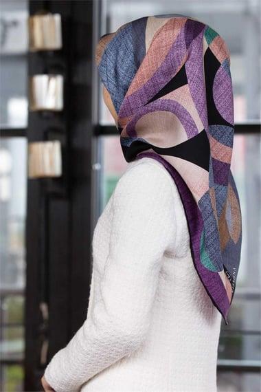 Vissona Tivil İpek Eşarp 17647 - 6 - 0023 Mor Dokulu Desen