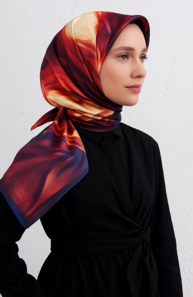 Vissona Tivil İpek Eşarp 51141 Mor Geçişli Desen