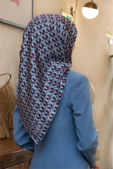 Vissona Tivil İpek Eşarp 60779 - 18 - 0031 - 0018 Antrasit Mavi Soyut Desen