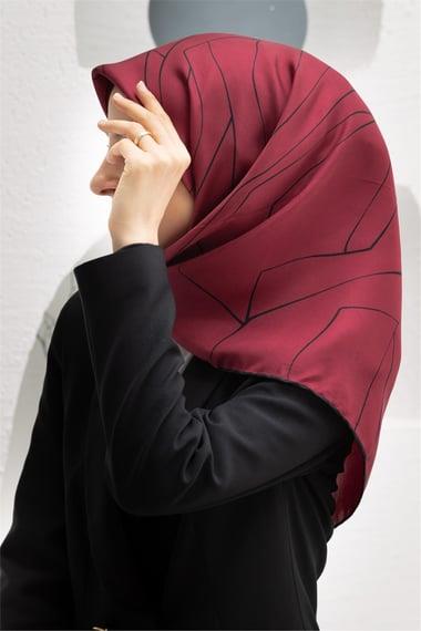 Vissona Tivil İpek Eşarp 60801 - 9 - 0018 - 0001 Bordo Karışık Desen