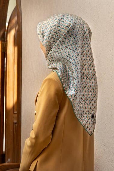 Vissona Tivil İpek Eşarp 60992 - 21 - 0034 Krem Kırçıl Desen