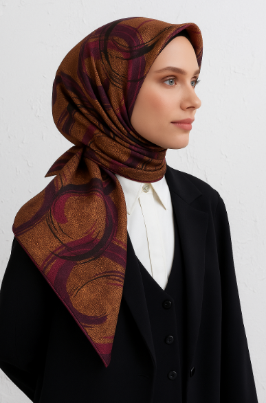 Vissona Tivil İpek Eşarp 7405 - 0004 - 0026 Bej Kırçıllı Desen