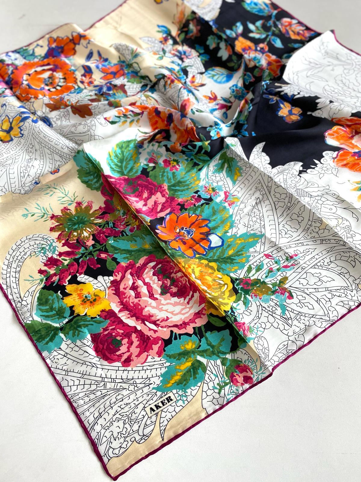 aker-sura-ipek-esarp-46539-pembe-karis-3557bd Aker Sura İpek Eşarp 46539 Pembe Karışık Desen - Görsel 1