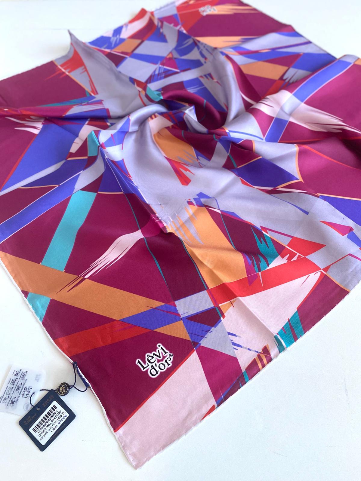 levidor-tivil-ipek-esarp-47006-pudra-k-45e1-a Levidor Tivil İpek Eşarp 47006 Pudra Karışık Desen - Görsel 1