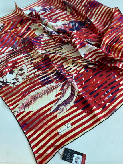 Pierre Cardin Sura İpek Eşarp 43316 Kırmızı Kurusu Karışık Desen